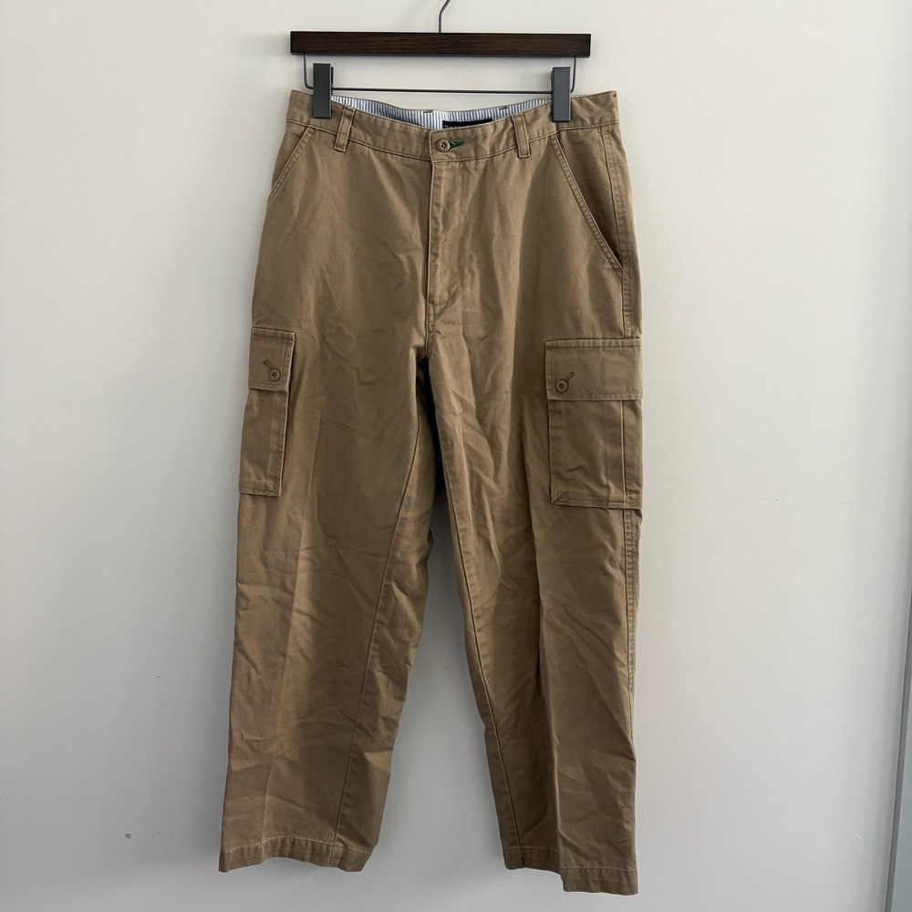Tommy Hilfiger Mens Cargo Pants Khaki Tan Straight Leg Cotton Twill 32x30